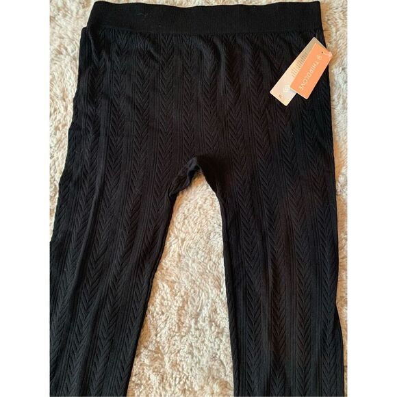 NEW NWT THIRD LOVE BLACK TEXTURED SEAMLESS COMPRESSION LEGGINGS TIGHTS layering - Picture 3 of 4